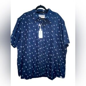 Free Planet Short Sleeve Pineapple Print Men Big & Tall Button Up Shirt Size 4X
